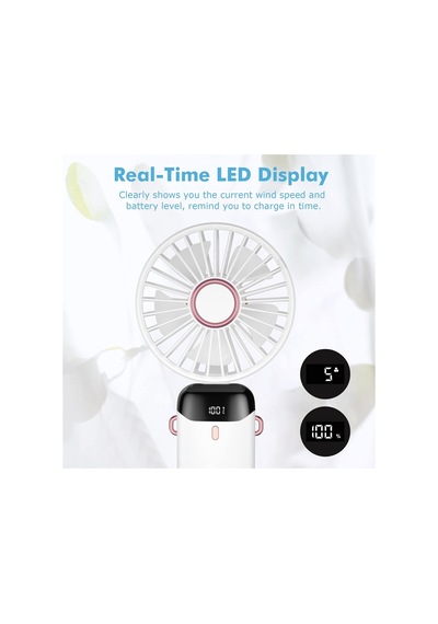 El Fanı, Taşınabilir Mini Fan, Şarj Edilebilir, 5 Hız Ayarlı Küçük Cep Fanı, Dahili 4200mah Pil, Ofis İçin Katlanabilir Usb Fan, Dış Mekan Diğer