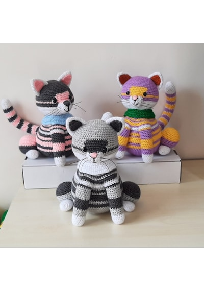 Amigurumi Örgü Oyuncak Kedi Gri
