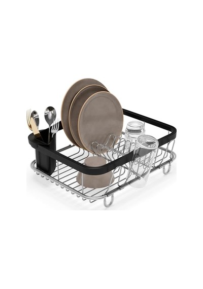 Rack Sinkin Çok Fonksiyonlu Tabak Standı Siyah Nikel Metal Büyük Çok Renkli