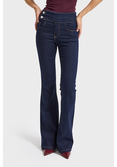 it's basic Kadın İndigo Renk 7w5-50 Flare Fit Elastan Kumaş Denim Jean