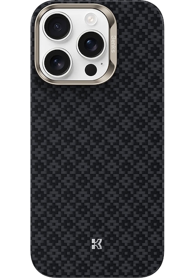 Apple Uyumlu iPhone 16 Pro Max  Kılıf M-safe Özellikli Benks Armorair Armorgrid Serisi Kevlar Kapak Siyah Siyah