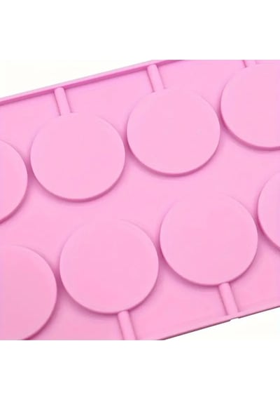 Kalıp Çubuklu Halka Şeker, Çikolata, Dondurma, Lolipop Silikon Kalıbı 8'li Pembe