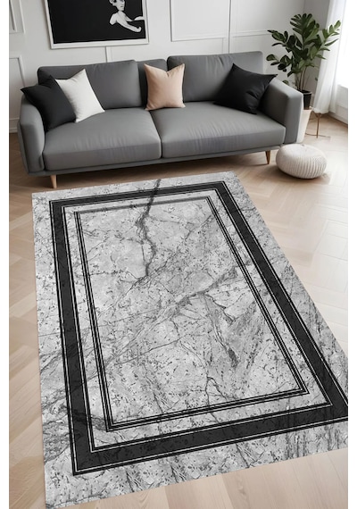 Rovigo Home Dijital Baskı Yıkanabilir Kaymaz Taban Salon Halısı Ve Yolluk Rvg0860-fnl70 Gri