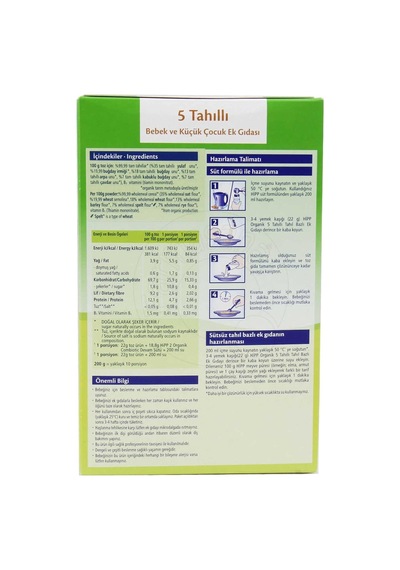 Organik 5 Tahıllı Tahıl Bazlı Ek Gıda 200 Gr