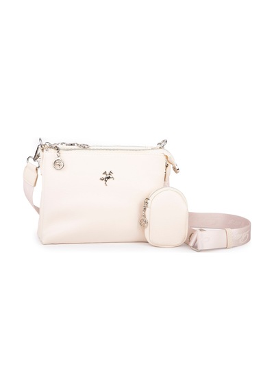 Nas Bag Mini Kadın 3 Gözlü Cüzdanlı Günlük Çapraz Çanta Krem Victoria
