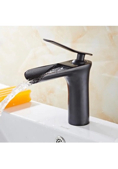 Boheme Fleko Şelale Lavabo Bataryası Parlak Siyah Siyah
