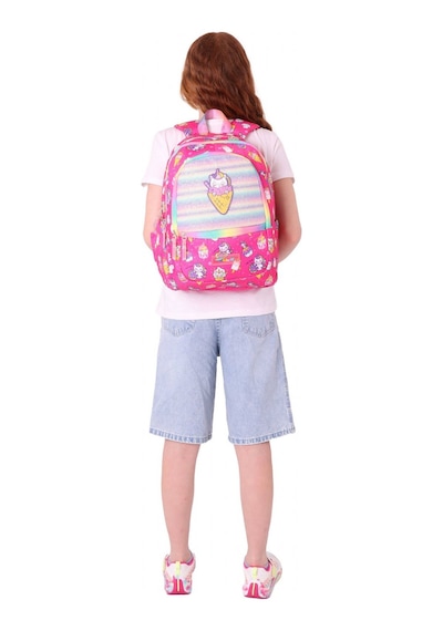 Kaukko Üç Bölmeli Kız Çocuk İlkokul Sırt Çantası L5227 - Pembe - Kauçuk Dondurma Pembe