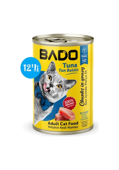 Bado Yetişkin Yaş Kedi Maması Ton Balıklı 400gr 12'li