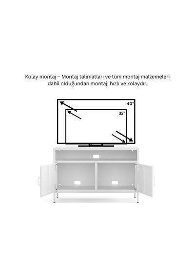 Pera Tv Ünitesi, Tv Dolabı,2 Kapaklı, Açık Raflı 100,50 X 40 X 64,50 Cm Ral 9016 Beyaz Pera Tv Ünitesi, Tv Dolabı,2 Kapaklı, Açık Raflı 100,50 X 40 X 64,50 Cm Ral 9016 Beyaz