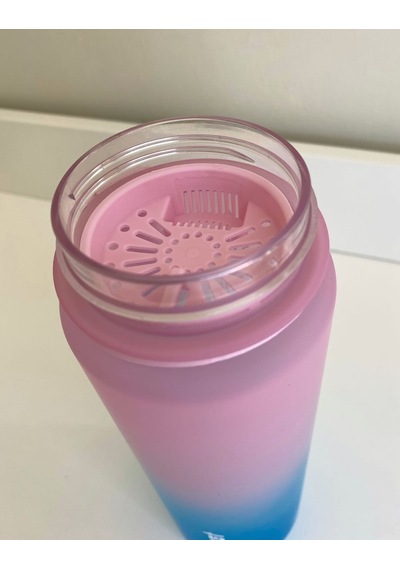 Shop-Set 1000 ML Tritan Motivasyonlu Su Matarası Süzgeçli Pembe- Mavi