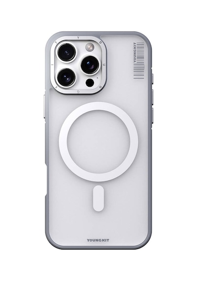 Apple iPhone 16 Pro Max Uyumlu Kılıf Magsafe Şarj Özellikli Youngkit Rock Sand Serisi Kapak Gri