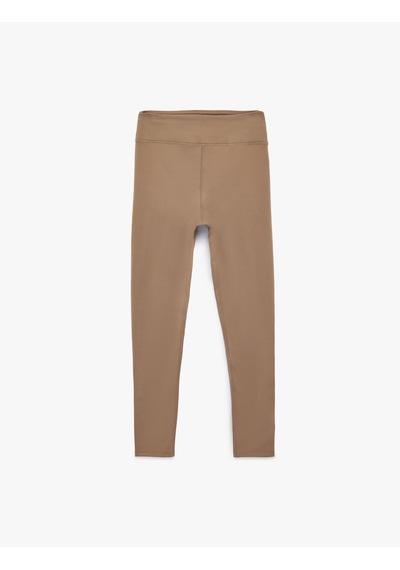 Koton Yüksek Bel Dikiş Detaylı Slim Fit Spor Tayt Vizon 6sak40157nk 01x