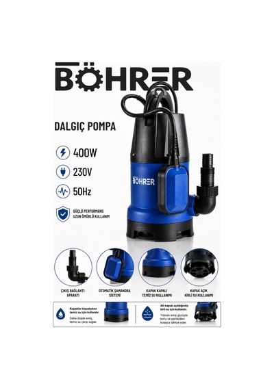 Böhrer Ba011508 400w Şamandıralı Dalgıç Su Pompası Temiz Ve Kirli Su Drenaj Pompası 230v 50hz