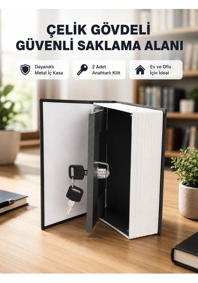 Anahtarlı Gizli Kitap Kasa Metal İç Yapı, Kamuflajlı Sözlük Tasarım Sarı