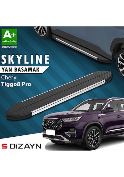 S-dizayn Chery Tiggo8 Pro Skyline Krom Yan Basamak 183 Cm 2022 Üzeri A+ Kalite