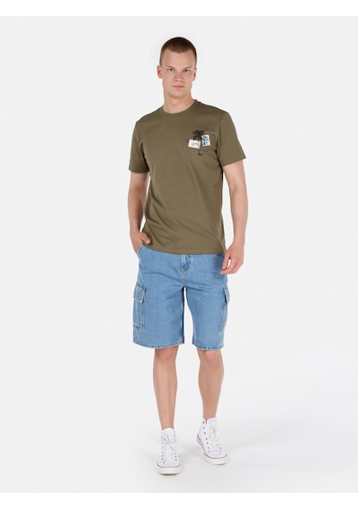 Colin's Colins Kargo Kesim Kargo Cepli Orta Bel Düz Paça Mavi Erkek Jean Şort Cl1069578 Cl1069578 Q1.V1 Dn43542 Mavi