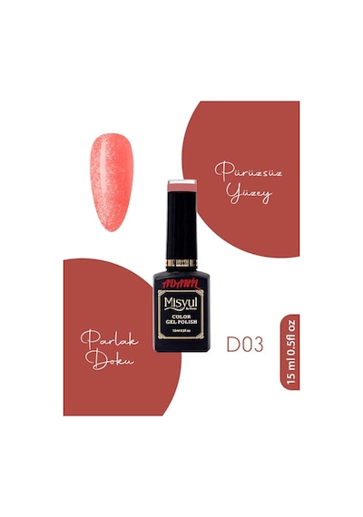 Adanil 15 ML Misyul Profesyonel Kalıcı Oje Kırmızı Disko No:D03