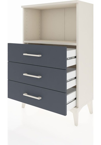 Arges Komodin Tek Raflı 3 Çekmeceli 60x30x96 Aytaşı-antrasit Aytaşı