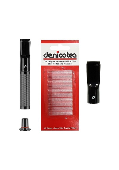 Denicotea 25010 Karbon Filtreli 6-9mm Lüks Slim Sig.ağızlığı Titanium Şeffaf