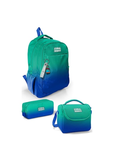 Coral High Kids Yeşil Saks Renk Geçişli 3 Lü Okul Çanta Seti Set0123665
