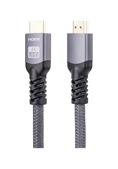 Hdmı 2.0 Erkek - Hdmı 2.0 Erkek 4k Ultra-hd Örgülü Adaptör Kablosu, Kablo Uzunluğu: 1.5m Gri