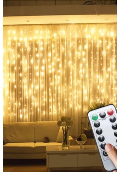Ledison Kumandalı 8 Ayrı Moda Sahip 3Mx3M ( 300 Cm X 300 Cm ) Perde Led Peri Led Usb 422 Gün Işıgı