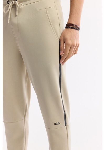 Avva Erkek Bej Beli Lastikli Bağcıklı Soft Touch Regular Fit Eşofman Altı A51y3402
