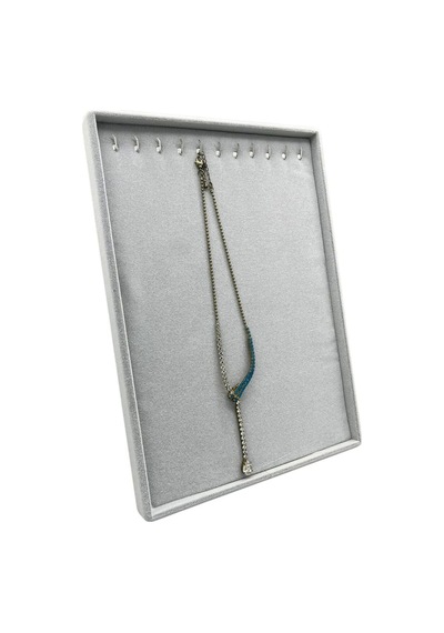 Yerli Üretim Süet Kumaş Gri Renk 34/24 Cm Ayaklı Kolye Sergileme Standı Çok Renkli
