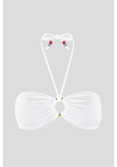 Loya Kadın Beyaz Square Wick Straplez Tek Üst Bikini Beyaz