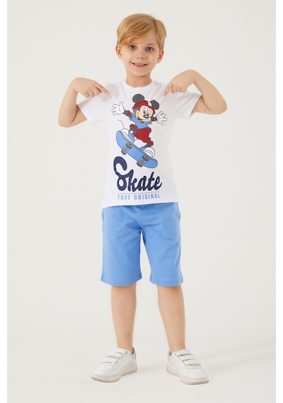 Mickey Mouse Skate Beyaz Erkek Çocuk Bermuda Takım 5274-33113 Beyaz