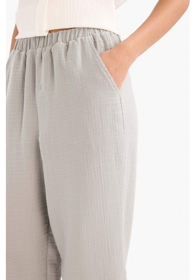 DeFacto Tapered Fit Yüksek Bel Uzun Boy Müslin Pantolon E6412AX25SPGR303