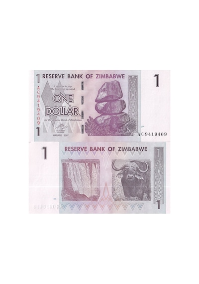 Zimbabwe 2007 Yılı 1 Dolar Yabancı Kağıt Para Çil Unc Koleksiyon Para