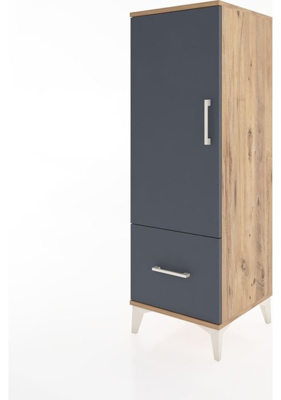 Hyperion Dolap Tek Raflı Tek Çekmeceli Tek Askılı 44x44x134 Çam-antrasit Atlas Çam
