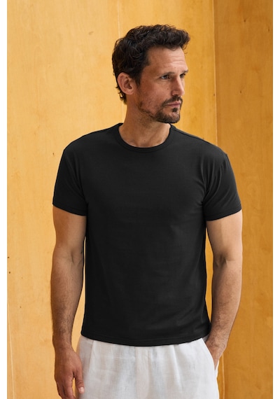 Grımelange Prımor Erkek Yumuşak Ve Esnek Kumaşlı Organik Pamuklu Yuvarlak Yakalı Siyah T-shirt