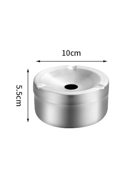 Çelik 10 Cm. Kafe Restaurant Kapaklı Yuvarlak Kül Tablası Küllük Cin898by