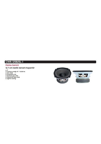Sammi Cwr-125b25l-1 13 Cm 25 W 8 Ohm Yedek Hoparlör