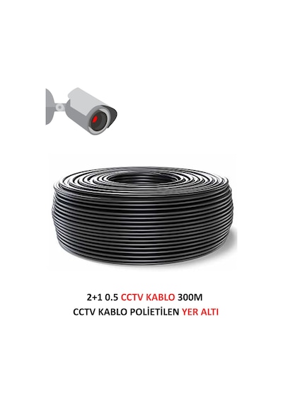Fury 2+1 0.5mm Polietilen Yer Altı Cctv Kablo Güvenlik Kamera Kablosu 300m