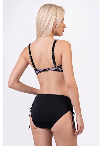 Endeep Kadın Büyük Beden Balenli Destekli Siyah Desenli Bikini Takımı Siyah-pembe