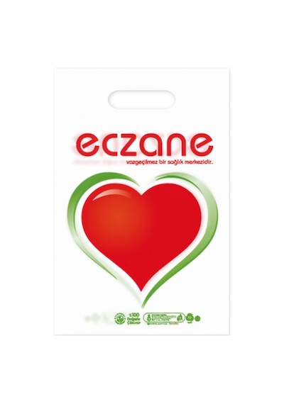 Elgeçme Eczane Poşeti No 1 22X33 Cm Tasarım 1 - 100 Adet