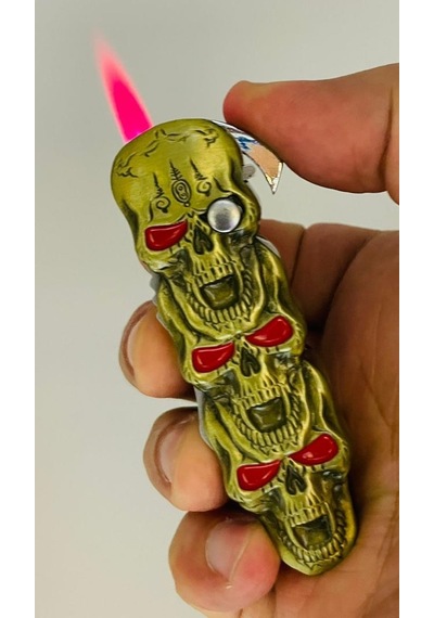 Kurukafa Desenli Metal Çakı-çakmak Pürmüzlü Rüzgar Çakmağı //14cm