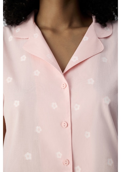 Penti Pembe Floral Morning Pamuklu Gömlek Şortlu Pijama Takımı