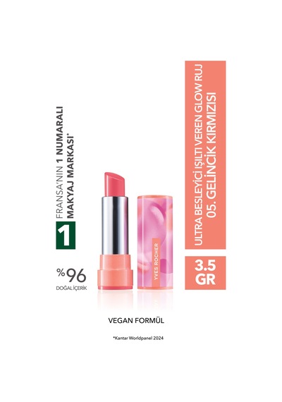 Yves Rocher Ultra Besleyici Işıltı Veren Glow Ruj-05 Gelincik Kırmızısı-64803