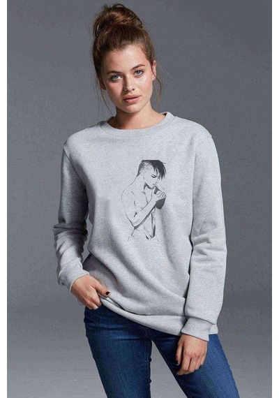 Anime Attack On Titan Baskılı Gri Kadın Sweatshirt (528356476)