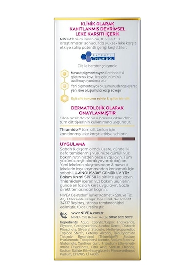 Luminous630 Thiamidol Etkili Leke Karşıtı Cilt Serumu 30ml, Hyaluronik Asit, Cilt Tonu Eşitleyi