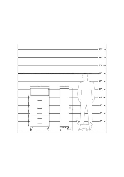 Arges Dolap Tek Raflı 5 Çekmeceli 60x30x134 Çam-aytaşı Çam