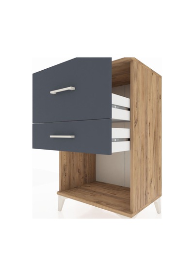 Hyperion Komodin 2 Çekmeceli 60x44x96 Çam-antrasit Atlas Çam