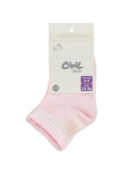 Civil Girls Basic Çizgili 3'lü 3-11 Yaş Kız Çocuk Patik Çorap Standart