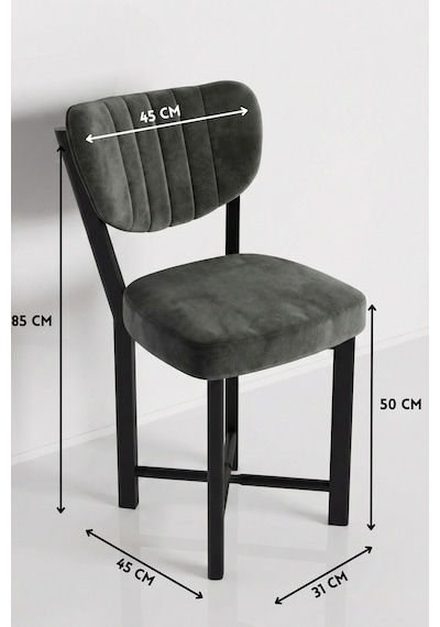 Sandalye 4 Adet Baby Face Kumaş Metal Ayak Modern Mutfak Sandalyesi Cafe Balkon Ofis Elma Antrasit