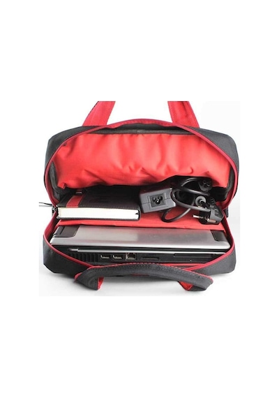 Case Club Laptop Sırt ve El Çantası 15.6" Omuz Askılı Taban Mat Destekli Kırmızı Beyaz Çizgili