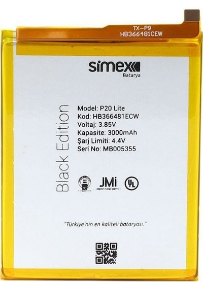 Simex P20 Lite / P Smart İle Uyumlu Sbt-01 Batarya